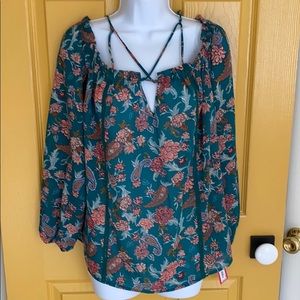 Xhilaration 90’s floral peasant blouse NWT